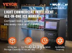 VEVOR Commercial Ice Maker, 70lbs/24H, Ice Maker Machine, 12lbs Storage Capacity