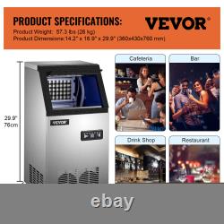 VEVOR Commercial Ice Maker 90/110/132/150Lbs Ice Cube Machine 22Lbs Storage SUS