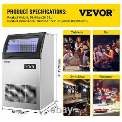 VEVOR Commercial Ice Maker Freestand Ice Cube Machine 155LBS/24H 33LBS Storage