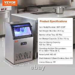VEVOR Commercial Ice Maker Freestanding Cabinet Machine 130lbs/24H 55 Ice Cubes