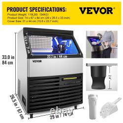 VEVOR Commercial Ice Maker Ice Cube Machine 265-440LBS SUS with77LBS Bin Storage