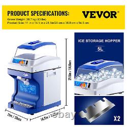 VEVOR Commercial Ice Shaver Crusher Snow Cone Maker Machine 200KG/H with Hopper