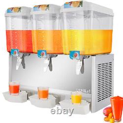 VEVOR Commercial Juice Dispenser 14.25 Gallon 3 Tanks Cold Beverage Ice Drink