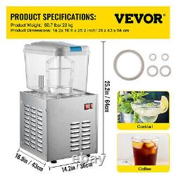 VEVOR Commercial Juice Dispenser 18L 4.8 Gallon Cold Drink Beverage Dispenser