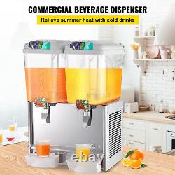 VEVOR Commercial Juice Dispenser 36L Cold Beverage 2Tanks for Soda Iced Lemonade