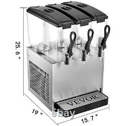 VEVOR Commercial Juice Dispenser Cold Beverage Dispenser 36L Soda Iced Tea 3Tank