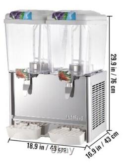 VEVOR Commercial Juice Dispenser Cold Beverage Drink Dispenser Machine 18L 2Tank