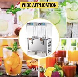 VEVOR Commercial Juice Dispenser Cold Beverage Drink Dispenser Machine 18L 2Tank