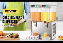 VEVOR Commercial Juice Dispenser Cold Beverage Drink Dispenser Machine 18L 2Tank