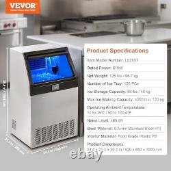 VEVOR Commercial Machine, 126 Ice Cubes in 12-15 Minutes, Ice Maker with 88lbs