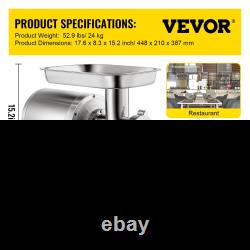 VEVOR Commercial Meat Grinder, 550LB/h 1100W Electric Meat Grinder, 220 RPM Heavy