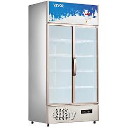VEVOR Commercial Merchandiser Refrigerator Drink Cooler 2 Glass Door 39x27x79