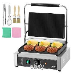 VEVOR Commercial Panini Press Grill Electric Sandwich Maker Griddle Plate 14x9