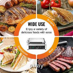 VEVOR Commercial Panini Press Grill Electric Sandwich Maker Griddle Plate 14x9