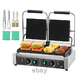 VEVOR Commercial Panini Press Grill Electric Sandwich Maker Griddle Plate 19x9