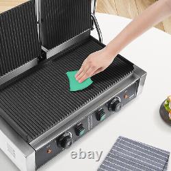 VEVOR Commercial Panini Press Grill Electric Sandwich Maker Griddle Plate 19x9