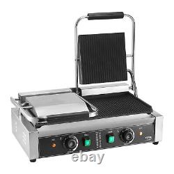 VEVOR Commercial Panini Press Grill Electric Sandwich Maker Griddle Plate 19x9