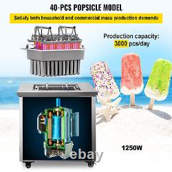 VEVOR Commercial Popsicle Machine Commercial Ice Popsicle Machine 40pcs Mold Set