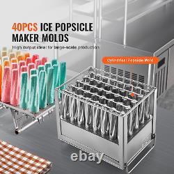 VEVOR Commercial Popsicle Molds 40PCS Cylindrical Ice Pop Molds Stainless Steel