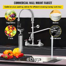 VEVOR Commercial Pre-Rinse Faucet Wall Mount Kitchen Sink Sprayer Pull Out Dowm
