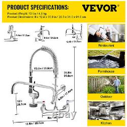 VEVOR Commercial Pre-rinse Faucet Wall Mount Kitchen Sink Faucet 36 with Sprayer