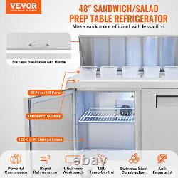 VEVOR Commercial Refrigerator 48 Sandwich Salad Prep Table 2 Doors with 18 Pans