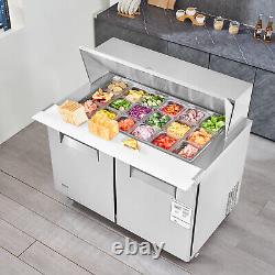 VEVOR Commercial Refrigerator 48 Sandwich Salad Prep Table 2 Doors with 18 Pans