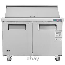 VEVOR Commercial Refrigerator 48 Sandwich Salad Prep Table 2 Doors with 18 Pans