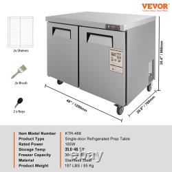 VEVOR Commercial Refrigerator, 48 Worktop Undercounter Refrigerator, 12.85 Cu