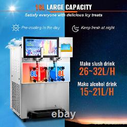 VEVOR Commercial Slush Machine 2x(8+4L) Margarita Slush Maker Frozen Drink 1800W