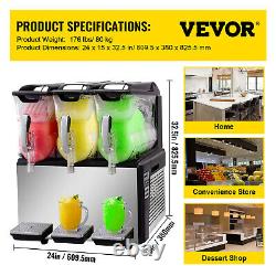 VEVOR Commercial Slush Machine 3x10L Frozen Drink Machine Juice Dispenser 1250W