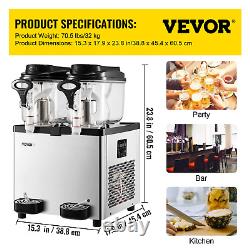 VEVOR Commercial Slushy Machine, 6 L x 2 Tanks 50 Cups, 700W 110V, Stainless Ste