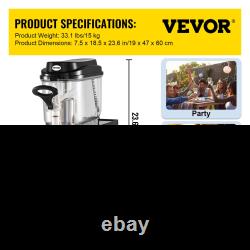 VEVOR Commercial Slushy Machine, 6L/1.6 Gallons 25 Cups Single-Bowl, 300W 110V