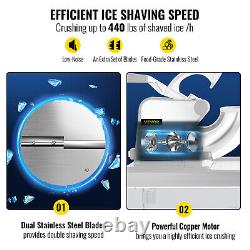 VEVOR Commercial Snow Cone Machine White Ice Shaver Ice Crusher Dual Blades ETL