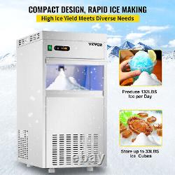 VEVOR Commercial Snow Flake Ice Maker 132LBS/24H LED Indicatior 33LB Ice Storage