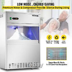 VEVOR Commercial Snow Flake Ice Maker 154Lbs/24H LED Indicator 44Lbs Storage SUS