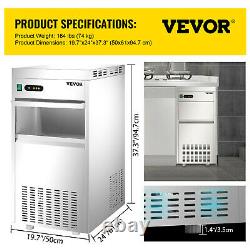 VEVOR Commercial Snow Flake Ice Maker 220LBS/24H LED Indicator 66LBS Storage SUS