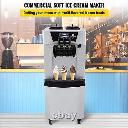 VEVOR Commercial Soft Ice Cream Machine 3 Flavors Soft Serve Maker 20-30 L/H