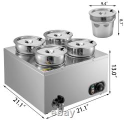 VEVOR Commercial Soup Warmer Soup Station with 1-4 Round Pots Soup Kettle Warmer