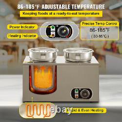 VEVOR Commercial Soup Warmer Soup Station with Dual 4.2Qt Round Pots Steam Kettle