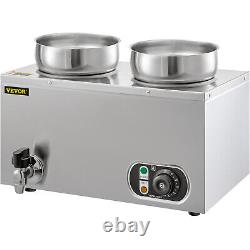 VEVOR Commercial Soup Warmer Soup Station with Dual 4.2Qt Round Pots Steam Kettle