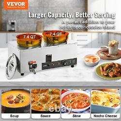 VEVOR Commercial Soup Warmer Soup Station with Dual 7.4 Qt Round Pots Steam Kettle