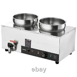 VEVOR Commercial Soup Warmer Soup Station with Dual 7.4 Qt Round Pots Steam Kettle