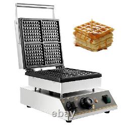 VEVOR Commercial Square Waffle Maker 4pcs Non-stick Waffle Machine 1750W SUS