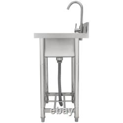VEVOR Commercial Utility & Prep Sink Single Bowl Sinks 21.7 x 19.7 x 37.4 in