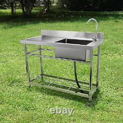 VEVOR Commercial Utility & Prep Sink Single Bowl Workbench 39.4x19.1x37.4in