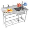 Vevor Commercial Utility & Prep Sink Single Bowl Withworkbench 47.2x19.7x37.4 In