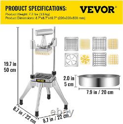 VEVOR Commercial Vegetable Fruit Chopper, Stainless Steel French Fry Cutter With 4