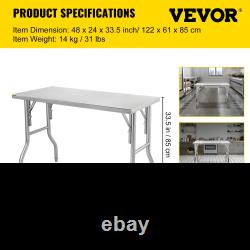 VEVOR Commercial Worktable Workstation 48 x 24 Inch Folding Commercial Prep Tabl