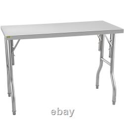 VEVOR Commercial Worktable Workstation 48 x 24 Inch Folding Commercial Prep Tabl